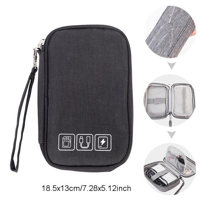 Cable Bag Organizer Wires Charger Digital USB Gadget Portable Electronic Earphone Case Zipper Storage Pouch Accessories Supplies