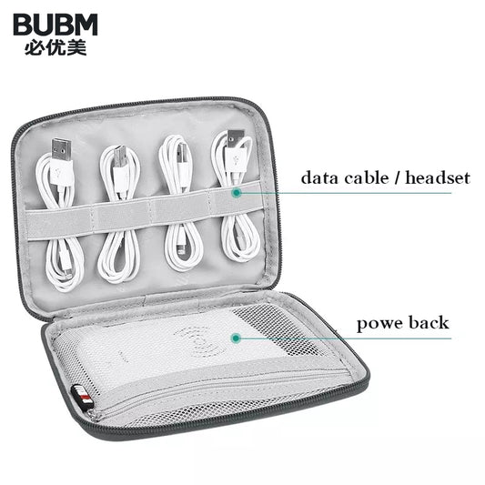 BUBM Multi-function Zipper Power Source Storage Bag USB Gadget Organizer U Disk Data Cable Storage Bag Case Accessories ltem